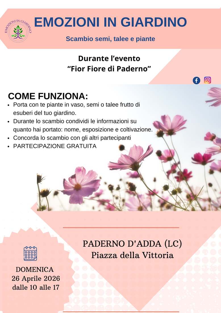 Raduno Emozioni in Giardino - Scambio semi, talee e piante @ PADERNO D'ADDA (LC)